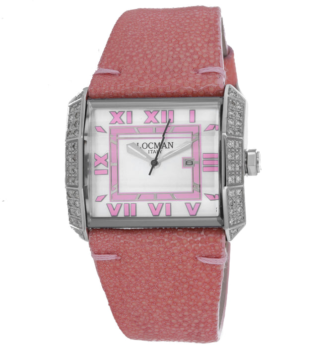 Locman Women's Diamond Otto White Dial Watch - 232MOPPKDC/PK STG