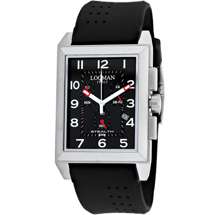 Locman Men's Stealth Black Dial Watch - 242BK2BK/BKRU