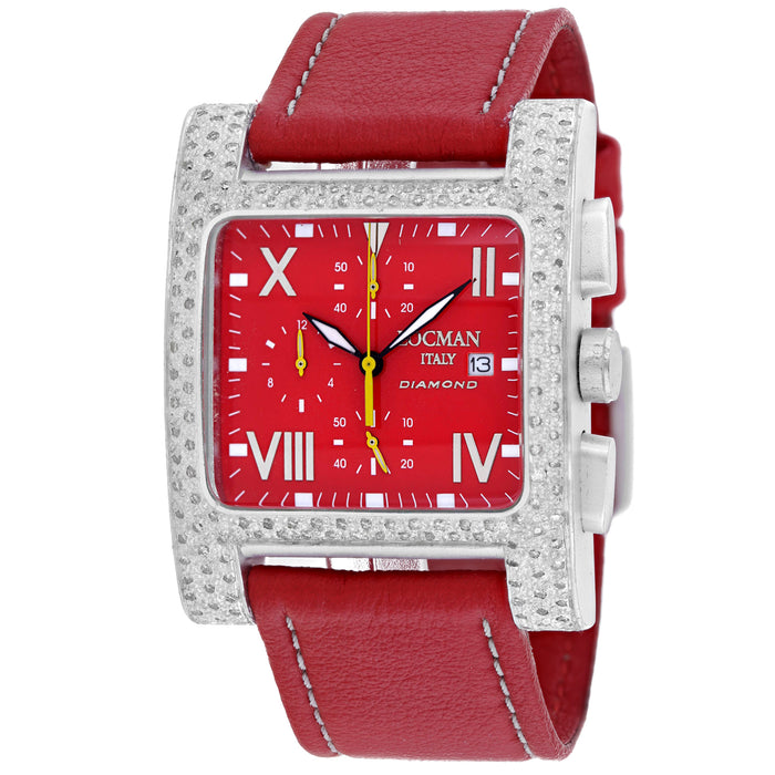 Locman Men's Diamond Classic Red Dial Watch - 428RDRD