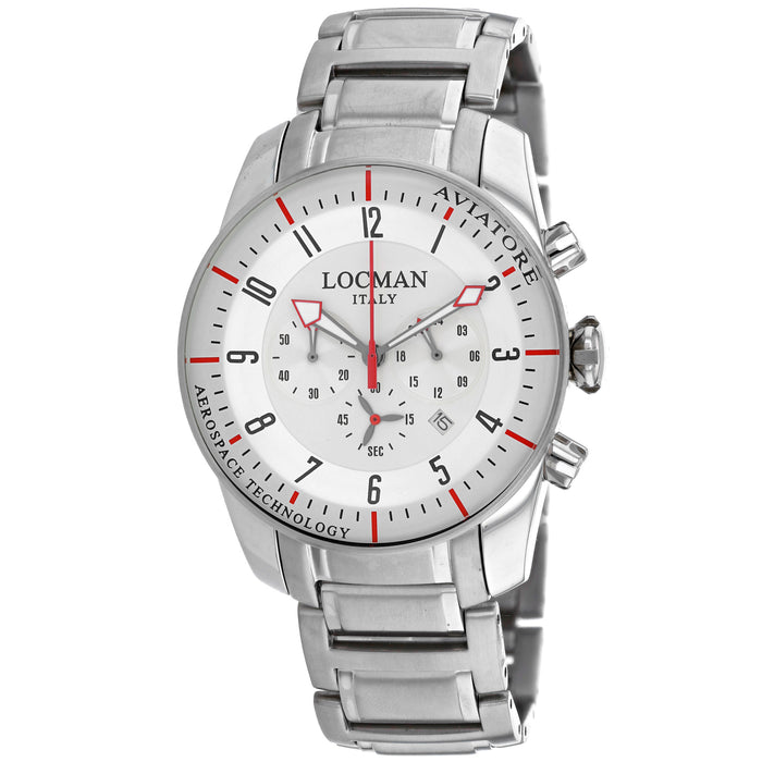 Locman Men's Aviatore White Dial Watch - 450NBWH