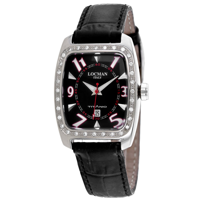 Locman Women's Diamond Titanio Black Dial Watch - 483RDK2D/BK