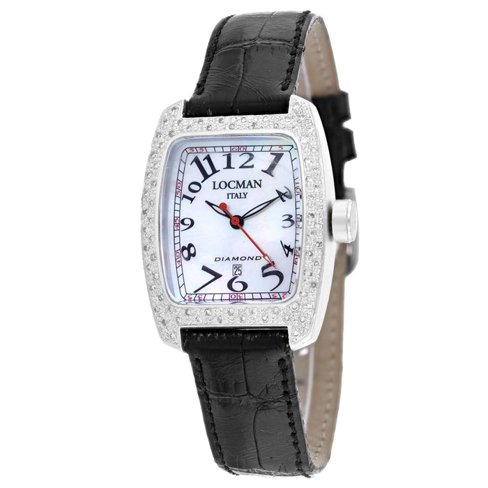 Locman Women's Diamond Classic White Dial Watch - 485MOPBK2D/RD