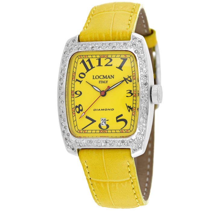 Locman Women's Diamond Classic Yellow Dial Watch - 485YL2D/YL