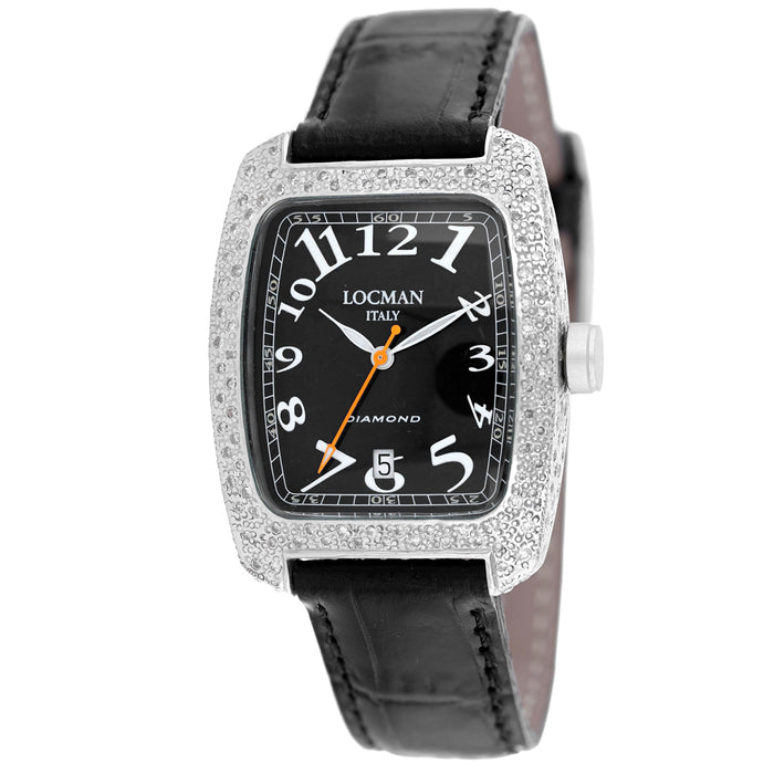 Locman Women's Diamond Classic Black Dial Watch - 488BK2DC/BK LEAL