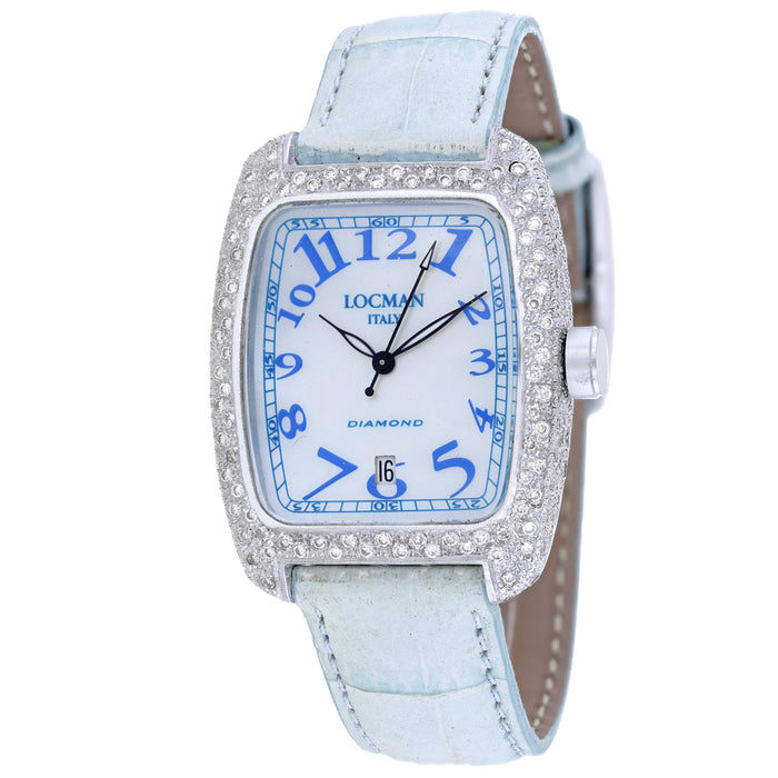 Locman Women's Diamond Classic White Dial Watch - 488MOPBL2DC/SK