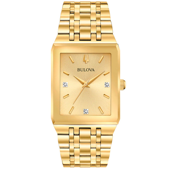 Bulova Men's Quadra Gold Dial Watch - 97D120