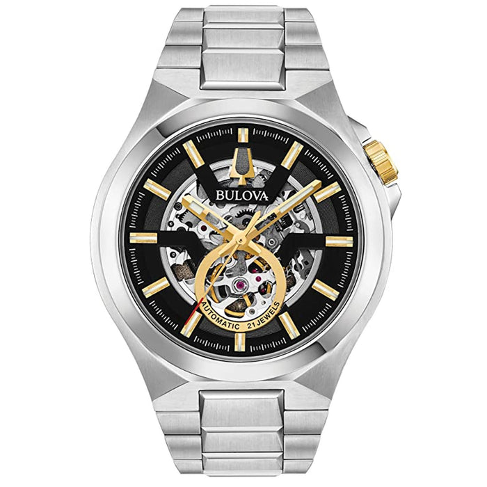 Bulova Men's Maquina Black Dial Watch - 98A224