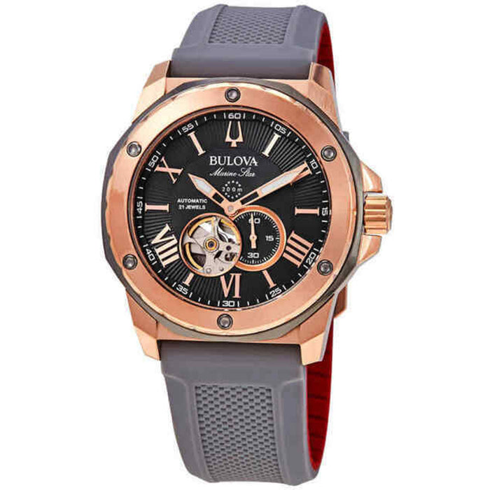 Bulova Men's Marine Star Black Dial Watch - 98A228