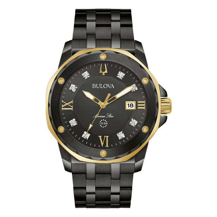 Bulova Men's Marine Black Dial Watch - 98D176