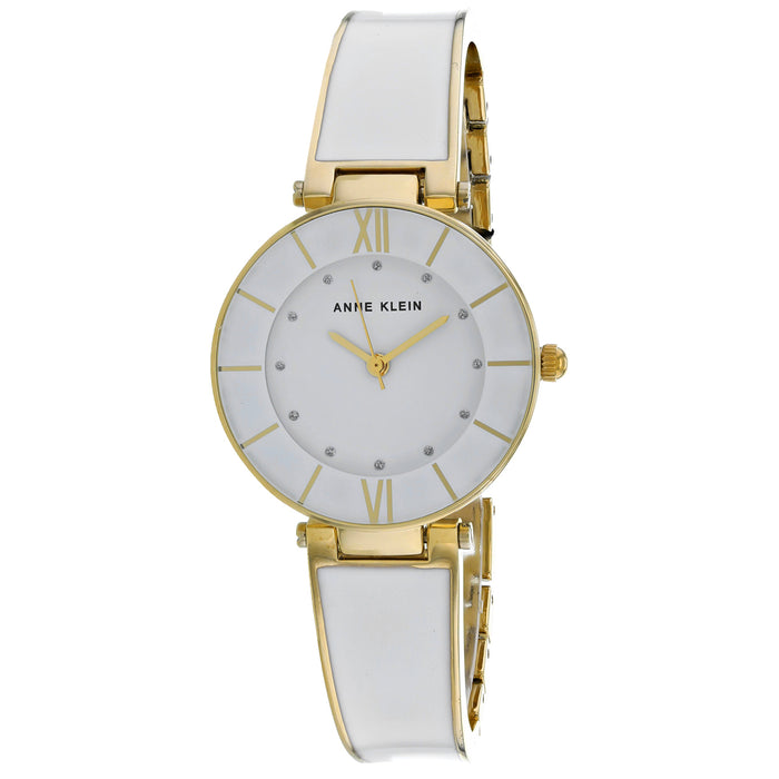 Anne Klein Women's Glitter Accented Enamel Bow White Dial Watch - AK-3510GPST