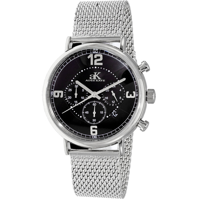 Adee Kaye Men's Mano-Mesh White Dial Watch - AK6178-MBK_MESH