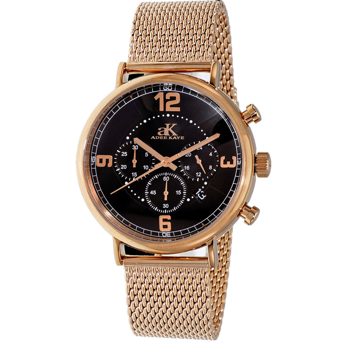 Adee Kaye Men's Mano-Mesh Black Dial Watch - AK6178-MRGBK_MESH
