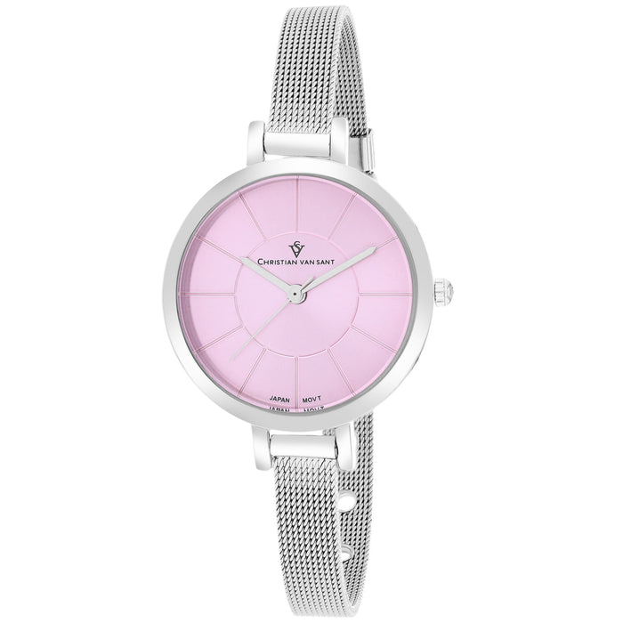 Christian Van Sant Women's Skinny Pink Dial Watch - CV6612