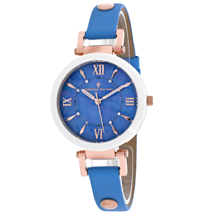 Christian Van Sant Women's Petite Blue MOP Dial Watch - CV8165