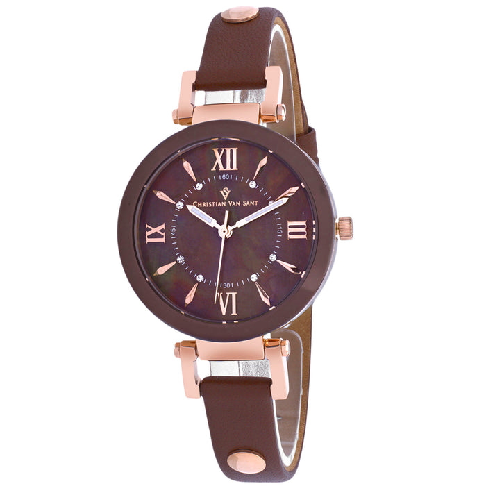 Christian Van Sant Women's Petite Brown MOP Dial Watch - CV8166