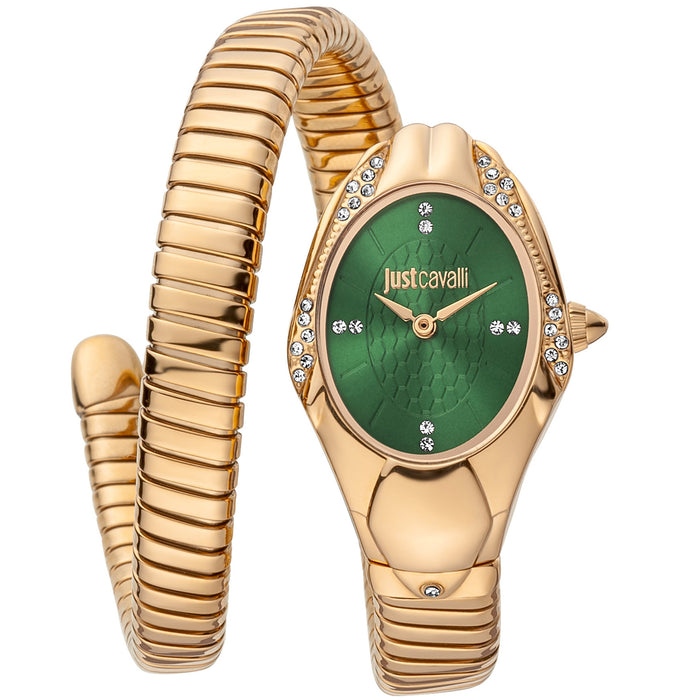 Just Cavalli Women's Glam Chic Snake Green Dial Watch - JC1L183M0035
