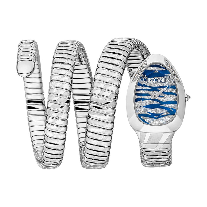 Just Cavalli Women's Signature Snake Blue Dial Watch - JC1L226M0015