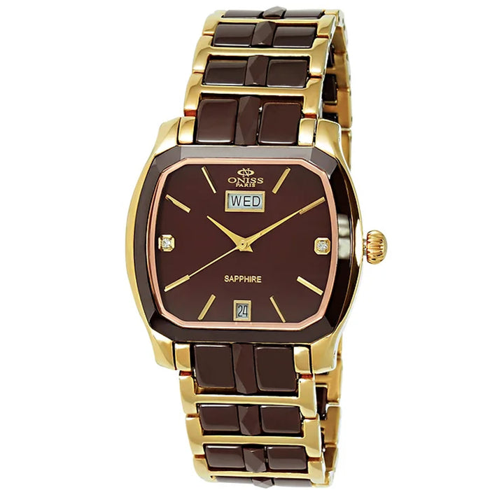 Oniss Women's Sappir  Ceramic  Brown Dial Watch - ON605-LG BRN