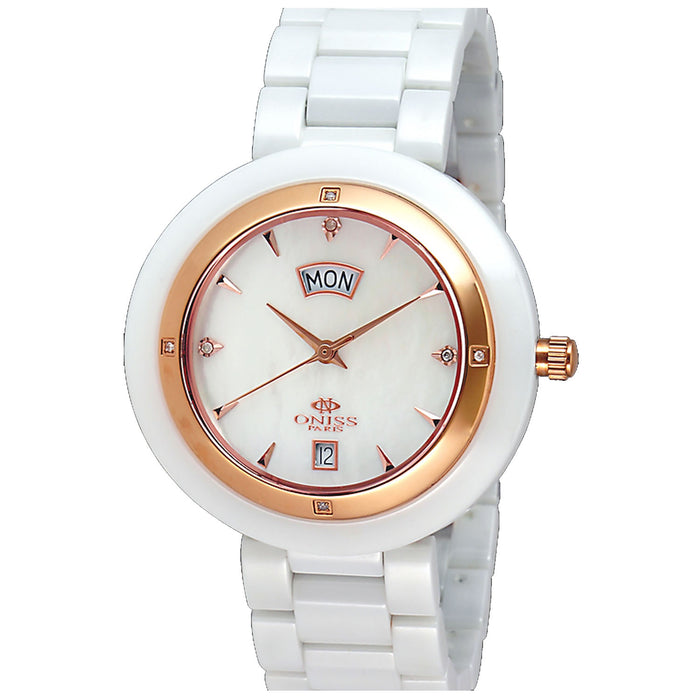 Oniss Women's Luxur White Dial Watch - ON609-MRG WWHT