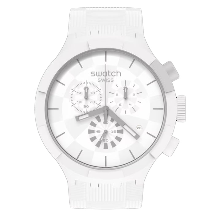 Swatch Men's Chequered White Dial Watch - SB02W400