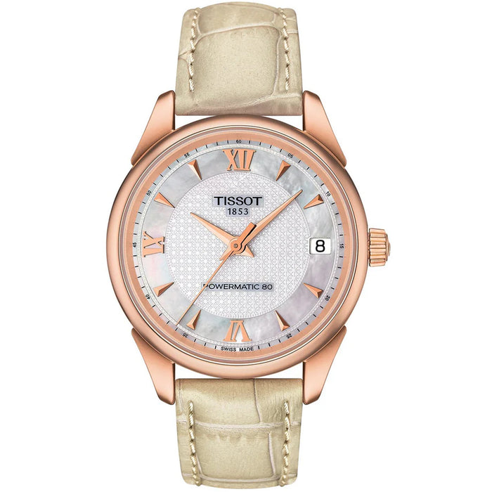 Tissot Women's T-Gold Vintage Powermatic 80 Lady White MOP Dial Watch - T9202077611800