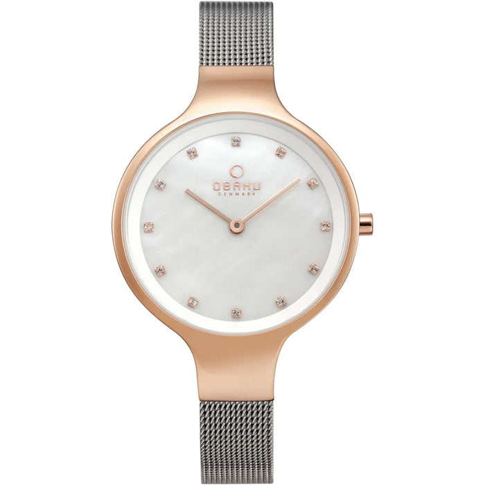 Obaku Women's Rose White mother of pearl Dial Watch - V173LXVWMC