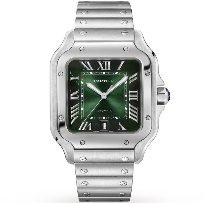 Cartier Men's Santos de Cartier Green Dial Watch - WSSA0062