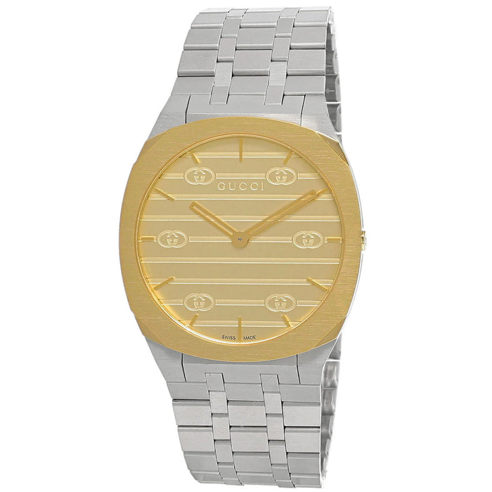 Gucci Men's 25H Gold Dial Watch - YA163405