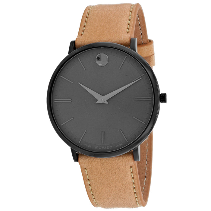 Movado Men's Ultra Slim Gunmetal  Dial Watch - 607378