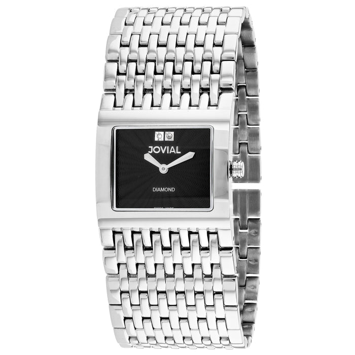 Jovial Women's Diamond Black Dial Watch - 08037-MSM-04