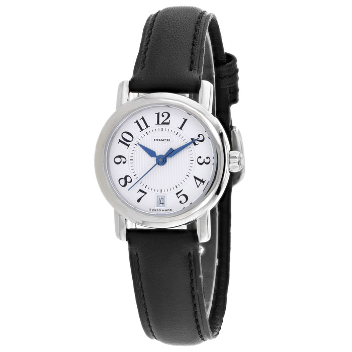 Coach Women's Black Leather Silver Quartz White Dial Watch - 14500084