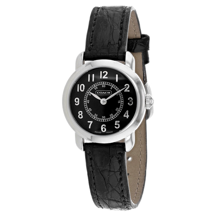 Coach Women's Black Leather Silver Quartz Black Dial Watch - 14500301