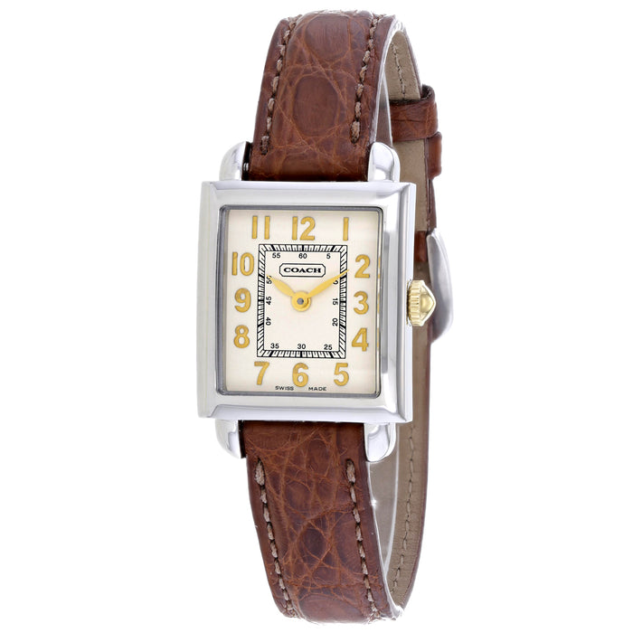 Coach Women's Brown Leather Silver Quartz Beige Dial Watch - 14500319