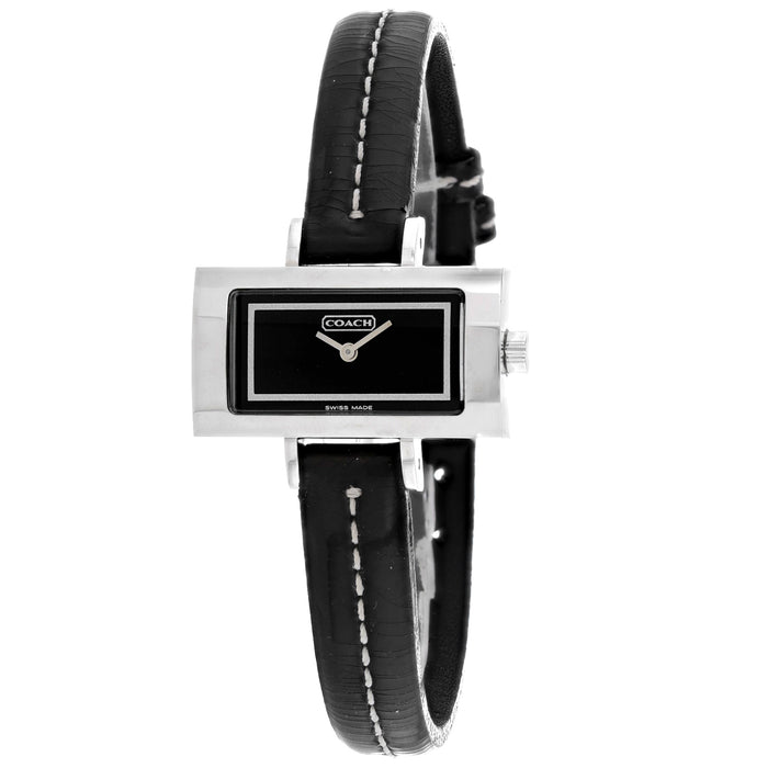 Coach Women's Black Leather Silver Quartz Black Dial Watch - 14500464