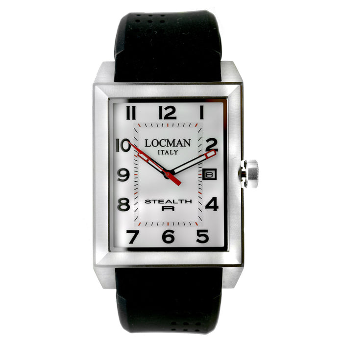 Locman Men's Stealth White Dial Watch - 240WH2BK/BKRU