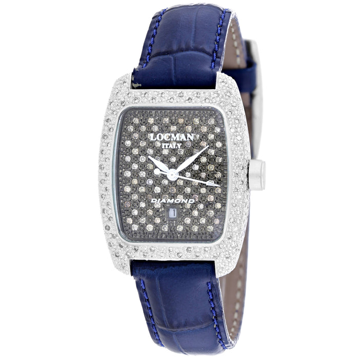 Locman Women's Diamond Grey Dial Watch - 485DLDC/BL