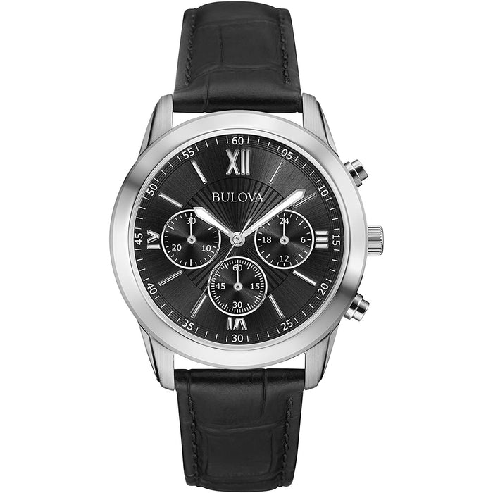 Bulova Men's Classic Black Dial Watch - 96A173