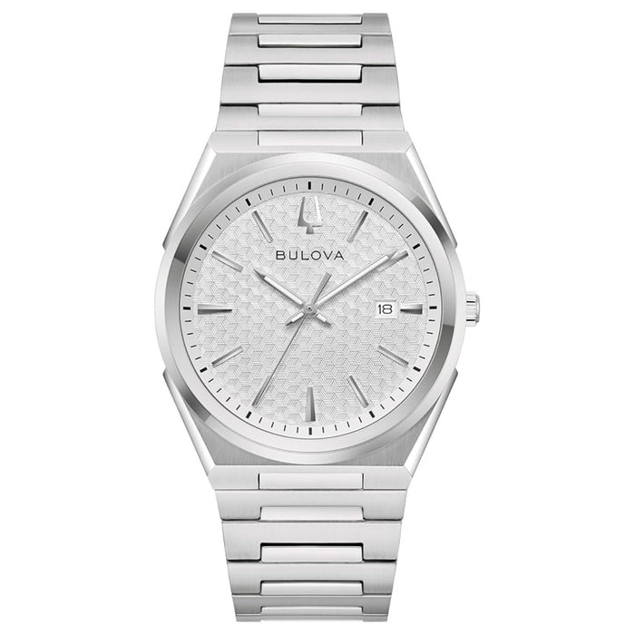 Bulova Men's Guilloche Silver Dial Watch - 96B481