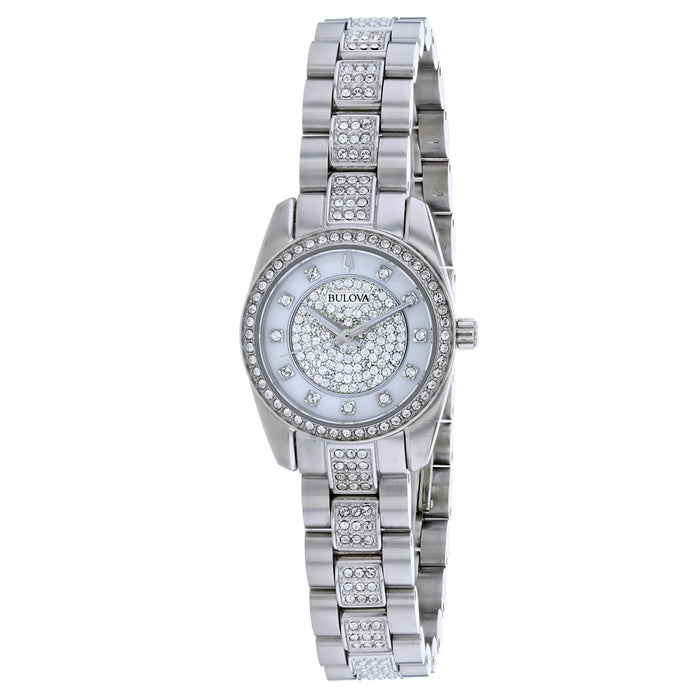 Bulova Women's Crystal White Mother of pearl Dial Watch - 96L253