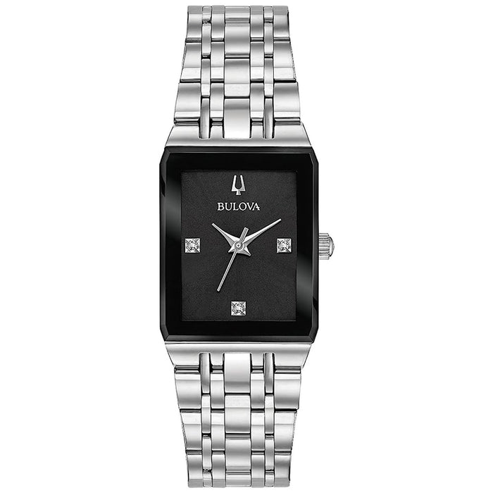 Bulova Women's Quadra Black Dial Watch - 96P202