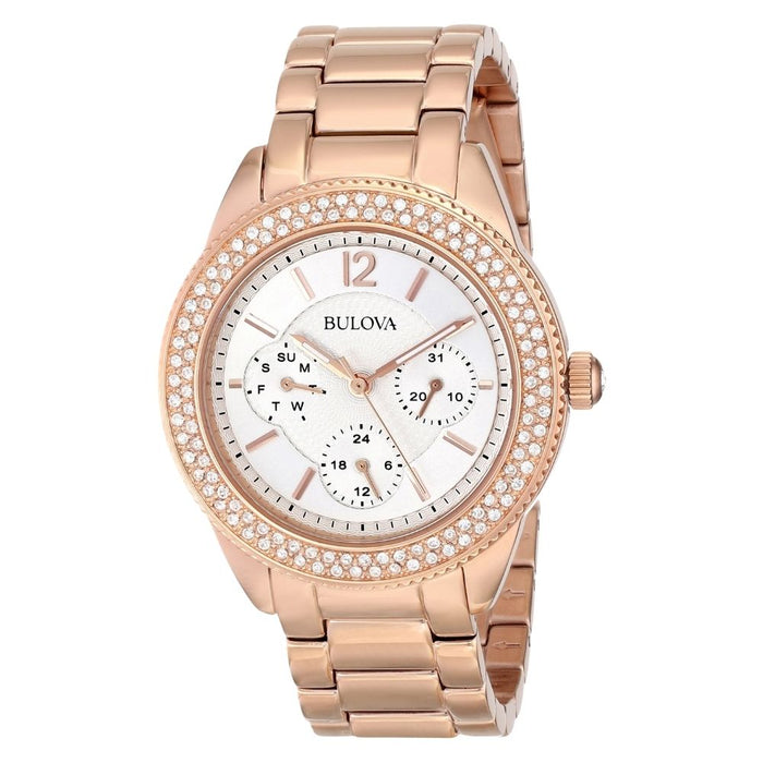 Bulova Women's Swarovski Silver Dial Watch - 97N101