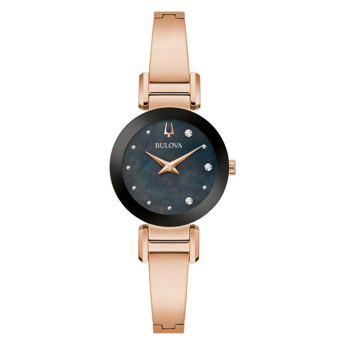 Bulova Women's Modern Black Dial Watch - 97P163