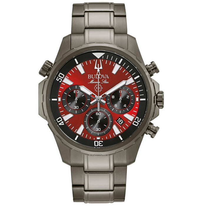 Bulova Men's Marine Star Red Dial Watch - 98B350