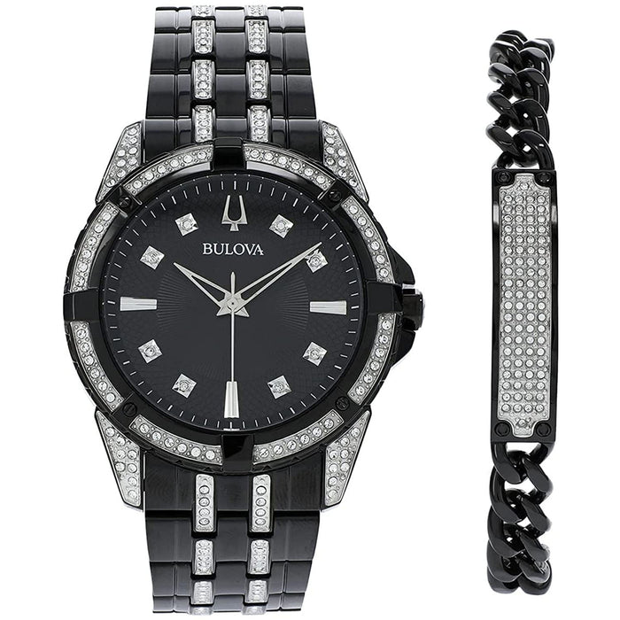 Bulova Women's Crystal Black Dial Watch - 98K109