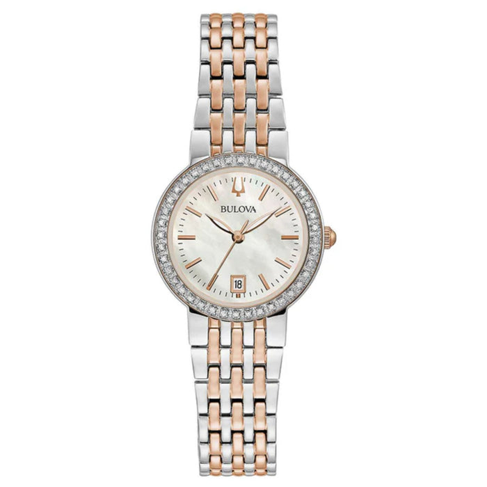 Bulova Women's Diamond White Dial Watch - 98R280