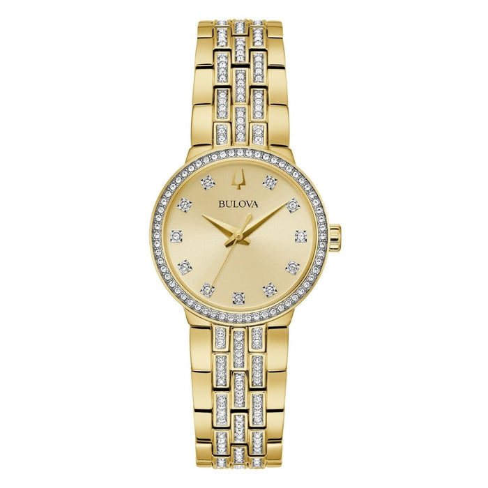 Bulova Women's Crystal Gold Dial Watch - 98X133