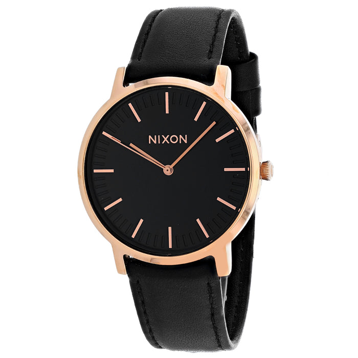 Nixon Men's Porter Leather Black Watch - A1058-1098