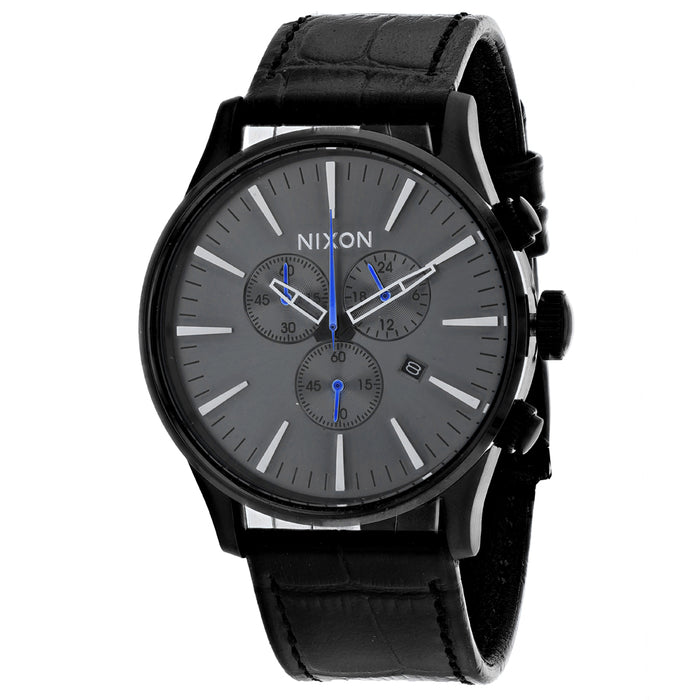 Nixon Men's Sentry Chrono Leather Black Watch - A405-1886