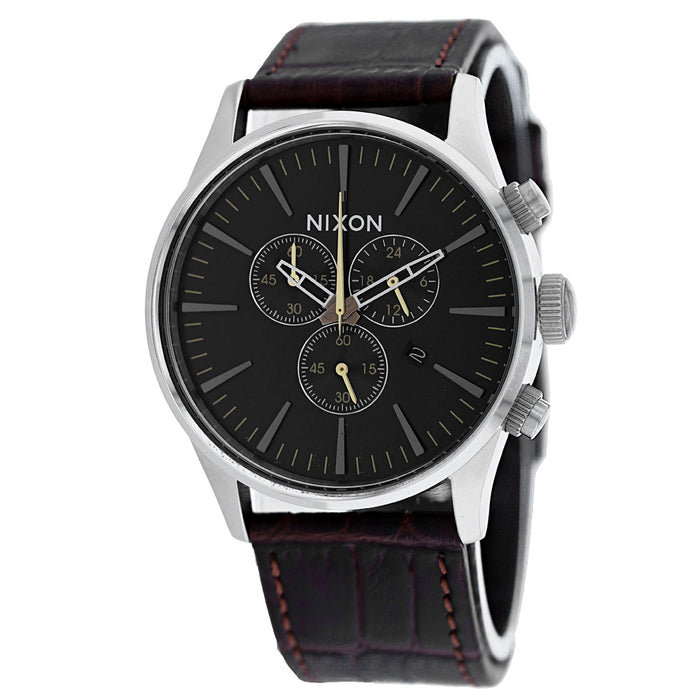 Nixon Men's Sentry Chrono Leather Brown Watch - A405-1887