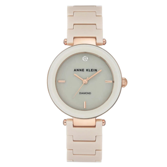 Anne Klein Women's Ceramic Mother of pearl Dial Watch - AK/1018RGTN